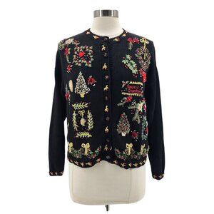 Vintage Casual Corner Annex Womens Petite PL Sweater Cardigan Christmas Retro